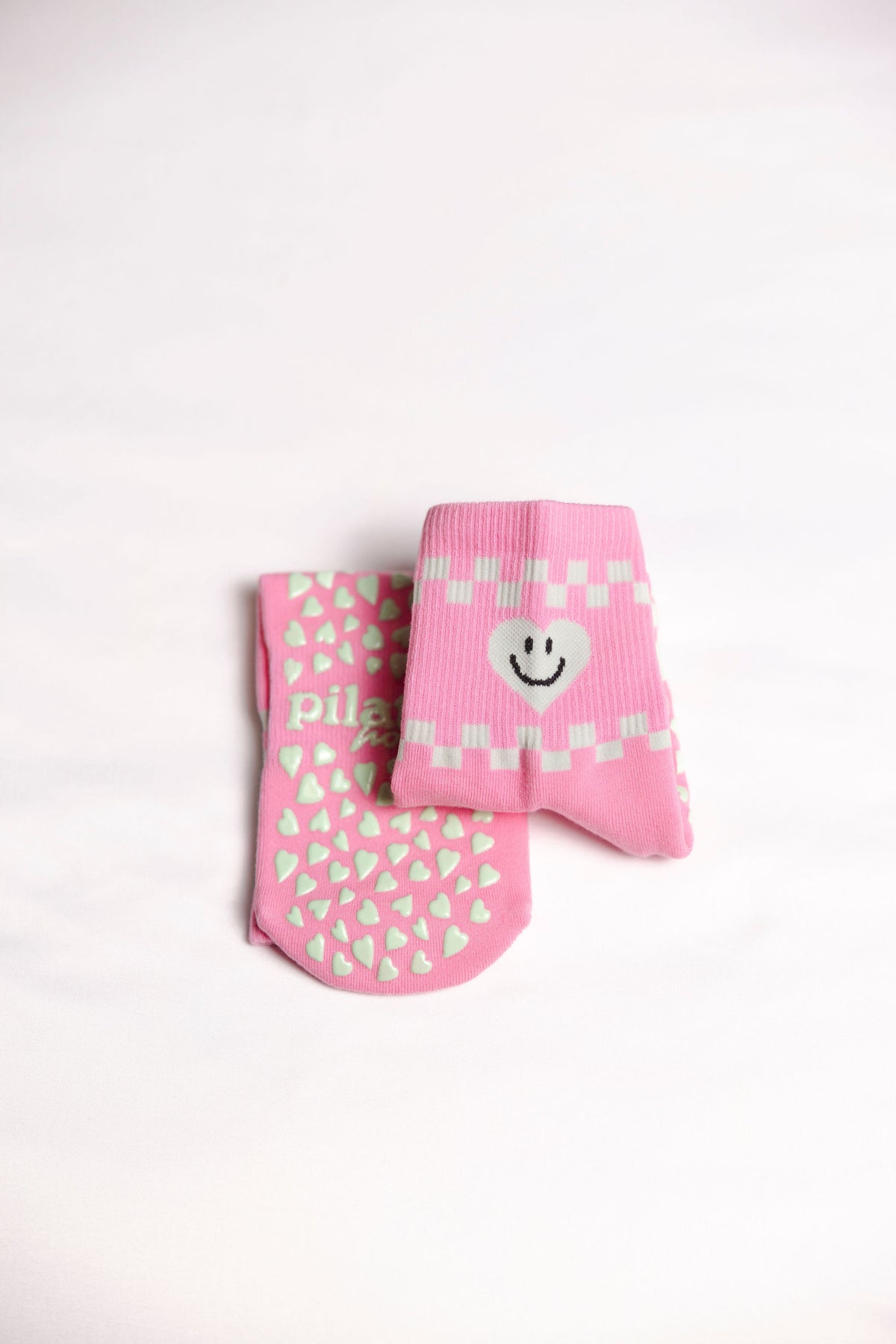 Pink Smiley Crew Grip Sock