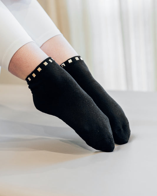 Black Studded Ankle Grip Sock